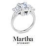 Martha Stewart 5 Carat Emerald Cut Lab Grown Diamond Three Stone Engagement Ring In Sterling Silver Image-7
