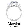 Martha Stewart 5 Carat Emerald Cut Lab Grown Diamond Three Stone Engagement Ring In Sterling Silver Image-8