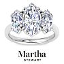 Martha Stewart 5 Carat Marquise Shape Lab Grown Diamond Three Stone Engagement Ring In Sterling Silver Image-1