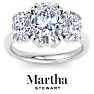 Martha Stewart 5 Carat Oval Shape Lab Grown Diamond Three Stone Engagement Ring In Sterling Silver Image-1