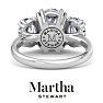 Martha Stewart 5 Carat Oval Shape Lab Grown Diamond Three Stone Engagement Ring In Sterling Silver Image-2