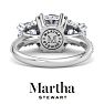 Martha Stewart 5 1/2 Carat Cushion Cut Lab Grown Diamond Three Stone Plus Engagement Ring In Sterling Silver Image-2