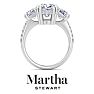 Martha Stewart 5 1/2 Carat Cushion Cut Lab Grown Diamond Three Stone Plus Engagement Ring In Sterling Silver Image-8