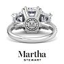 Martha Stewart 5 1/2 Carat Emerald Cut Lab Grown Diamond Three Stone Plus Engagement Ring In Sterling Silver Image-2