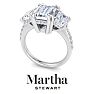 Martha Stewart 5 1/2 Carat Emerald Cut Lab Grown Diamond Three Stone Plus Engagement Ring In Sterling Silver Image-7