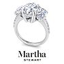 Martha Stewart 5 1/2 Carat Marquise Shape Lab Grown Diamond Three Stone Plus Engagement Ring In Sterling Silver Image-7
