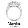 Martha Stewart 5 1/2 Carat Marquise Shape Lab Grown Diamond Three Stone Plus Engagement Ring In Sterling Silver Image-8