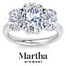 Martha Stewart 5 1/2 Carat Oval Shape Lab Grown Diamond Three Stone Plus Engagement Ring In Sterling Silver Image-1