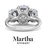 Martha Stewart 5 1/2 Carat Oval Shape Lab Grown Diamond Three Stone Plus Engagement Ring In Sterling Silver Image-2