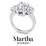 Martha Stewart 5 1/2 Carat Oval Shape Lab Grown Diamond Three Stone Plus Engagement Ring In Sterling Silver Image-7