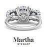 Martha Stewart 5 1/2 Carat Round Lab Grown Diamond Three Stone Plus Engagement Ring In Sterling Silver Image-2