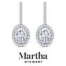 Martha Stewart 2 1/2 Carat Oval Shape Lab Grown Diamond Drop Earrings In Sterling Silver Image-8
