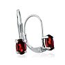 Garnet Earrings: Garnet Jewelry: 1 1/5 Carat Oval Shape Garnet Leverback Earrings In 14 Karat White Gold