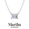 Martha Stewart 1 Carat Emerald Cut Lab Grown Diamond Solitaire Necklace In Sterling Silver Image-1