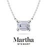 Martha Stewart 2 Carat Emerald Cut Lab Grown Diamond Solitaire Necklace In Sterling Silver Image-1