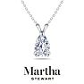 Martha Stewart 1 Carat Pear Shape Lab Grown Diamond Solitaire Necklace In Sterling Silver Image-1