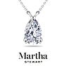 Martha Stewart 3 Carat Pear Shape Lab Grown Diamond Solitaire Necklace In Sterling Silver Image-1