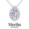 Martha Stewart 2 1/4 Carat Pear Shape Lab Grown Diamond Halo Necklace In Sterling Silver Image-1