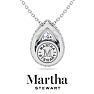 Martha Stewart 2 1/4 Carat Pear Shape Lab Grown Diamond Halo Necklace In Sterling Silver Image-2