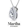 Martha Stewart 2 1/4 Carat Pear Shape Lab Grown Diamond Halo Necklace In Sterling Silver Image-6