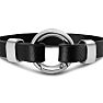 Bruno Magli Mens Black Leather Bracelet, Silver Image-2