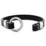 Bruno Magli Mens Black Leather Bracelet, Silver Image-4
