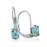 Aquamarine Earrings: Aquamarine Jewelry: 1 Carat Oval Shape Aquamarine Leverback Earrings In 14 Karat White Gold Image-1