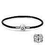 Bruno Magli Mens Slim Leather Bracelet, Silver Image-1
