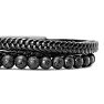 Bruno Magli Mens Leather Bracelet With Lava Beads, Black Image-2