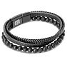 Bruno Magli Mens Leather Bracelet With Lava Beads, Black Image-3
