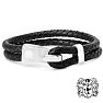 Bruno Magli Mens Double Rope Leather Bracelet, Silver Image-1