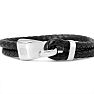 Bruno Magli Mens Double Rope Leather Bracelet, Silver Image-2