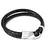 Bruno Magli Mens Double Rope Leather Bracelet, Silver Image-3
