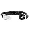 Bruno Magli Mens Double Rope Leather Bracelet, Silver Image-4