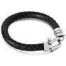 Bruno Magli Mens Chorded Leather Bracelet, Black Image-4