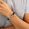 Bruno Magli Mens Chorded Leather Bracelet, Black Image-8