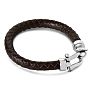 Bruno Magli Mens Chorded Leather Bracelet, Mahogany Image-4