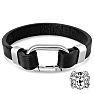 Bruno Magli Mens Structured Leather Bracelet, Silver Image-1