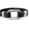 Bruno Magli Mens Structured Leather Bracelet, Silver Image-2