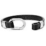 Bruno Magli Mens Structured Leather Bracelet, Silver Image-4