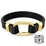 Bruno Magli Mens Structured Leather Bracelet, Gold Image-1