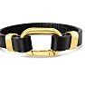 Bruno Magli Mens Structured Leather Bracelet, Gold Image-2
