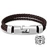 Bruno Magli Mens Three Strand Braided Leather Bracelet, Mahogany Image-1