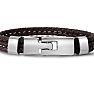 Bruno Magli Mens Three Strand Braided Leather Bracelet, Mahogany Image-2