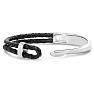Bruno Magli Mens Archetype Leather Bracelet, Silver Image-4