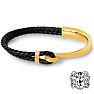 Bruno Magli Mens Archetype Leather Bracelet, Gold Image-1