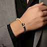Bruno Magli Mens Archetype Leather Bracelet, Gold Image-7