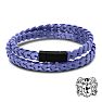 Bruno Magli Mens Fishtail Leather Wrap Bracelet, Indigo Image-1