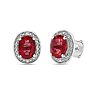 3 Carat Ruby and Diamond Halo Stud Earrings Image-1