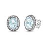 3 Carat Aquamarine and Diamond Halo Stud Earrings Image-1